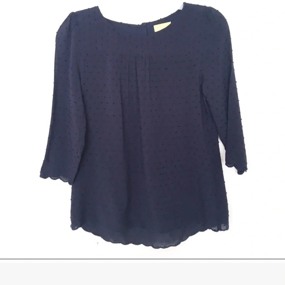 Maeve Anthropologie Blue Dot 3/4 Sleeve Top - Picture 1 of 6
